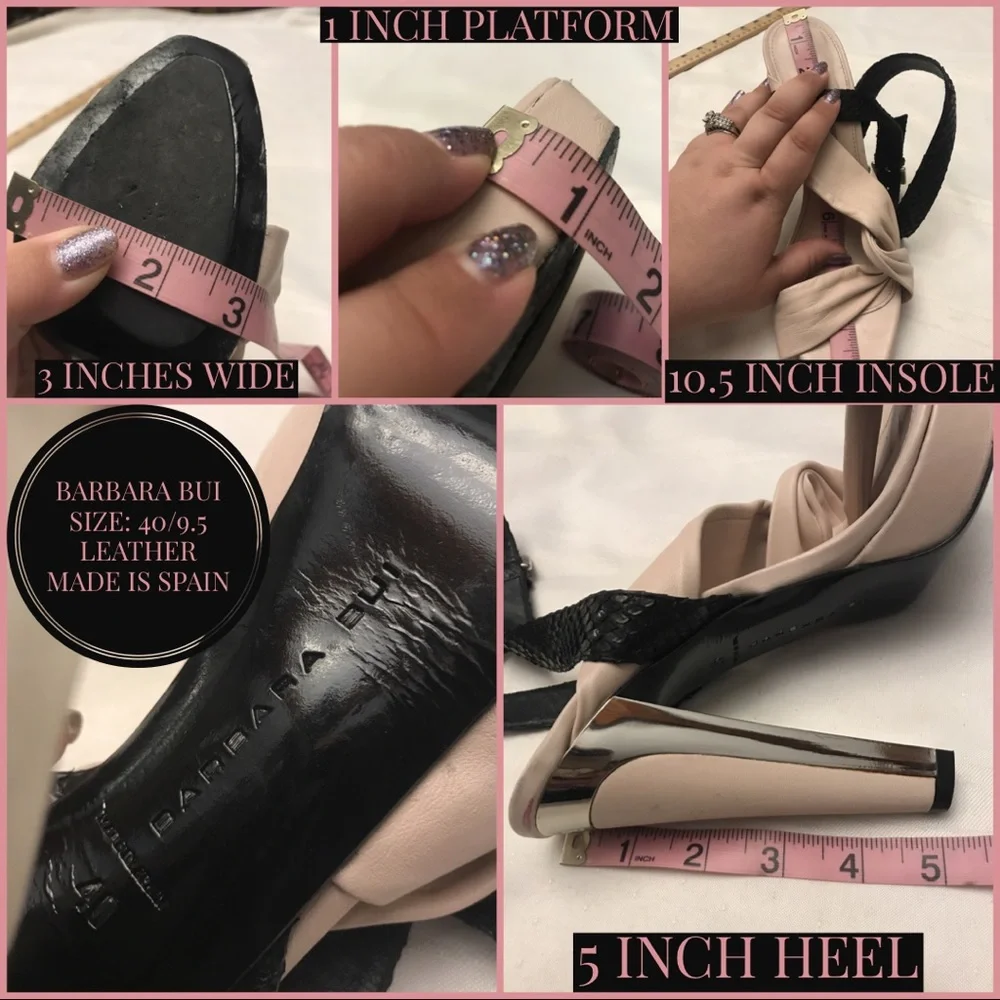 BARBARA BUI LEATHER BLACK AND NEUTRAL COLOR CONTRAST HEELS (40)